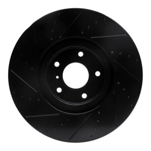 Infiniti G35 Brake Rotor (1) - Front Right - R1 Concepts - Drilled & Slotted - Black - `07-`15